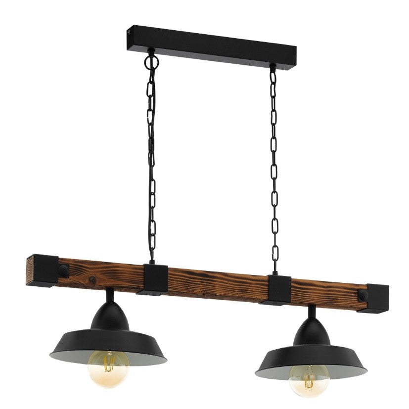 Eglo Oldbury Pendul 2x60W, negru/maro inchis