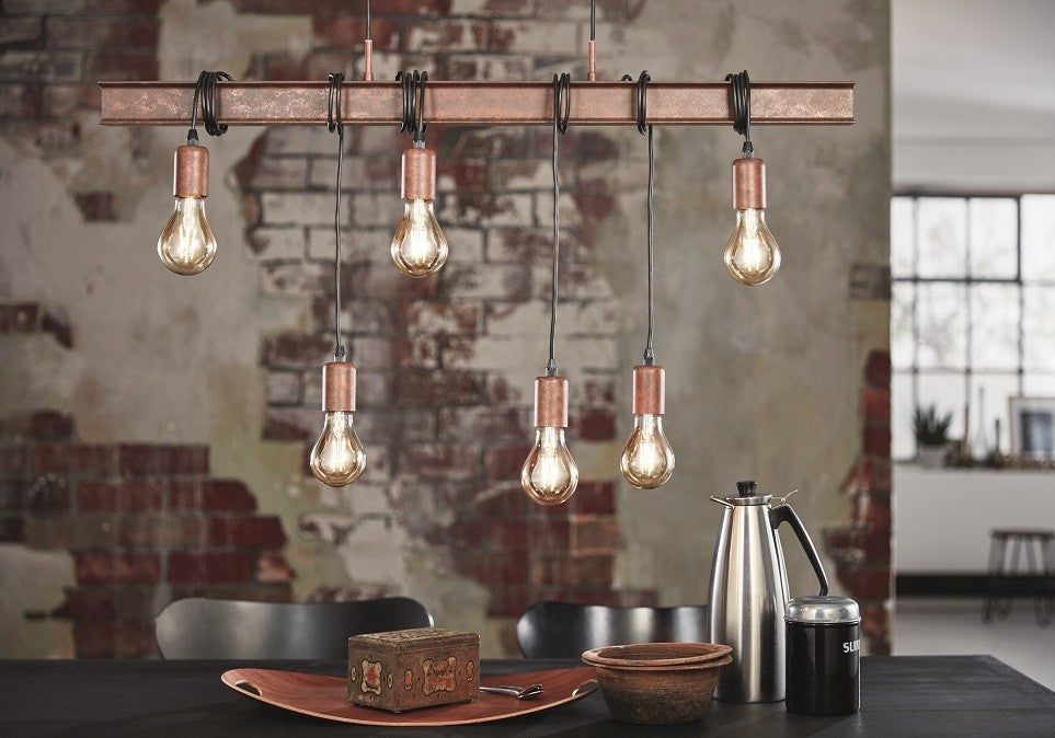 Eglo Townshend 4 Pendul 6x60W, cupru (antique-brown)