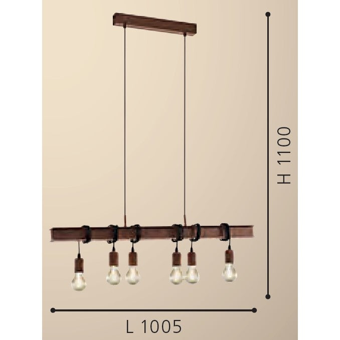 Eglo Townshend 4 Pendul 6x60W, cupru (antique-brown)