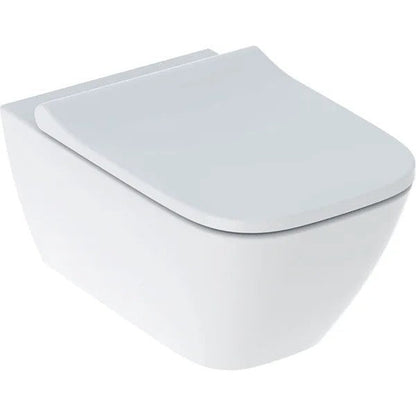 Set promo Vas WC suspendat cu rezervor incastrat, clapeta si capac Geberit Smyle Square Rimfree 36x54 cm, evacuare orizontala