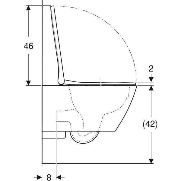 Set promo Vas WC suspendat cu rezervor incastrat, clapeta si capac Geberit Smyle Square Rimfree 36x54 cm, evacuare orizontala