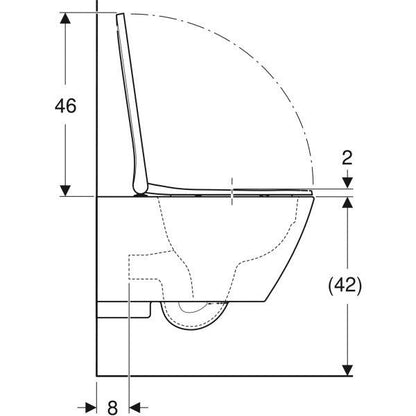 Set promo Vas WC suspendat cu rezervor incastrat, clapeta si capac Geberit Smyle Square Rimfree 36x54 cm, evacuare orizontala