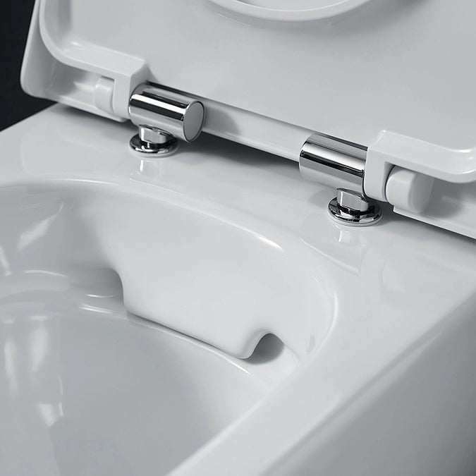 Set Promo Vas WC suspendat cu rezervor incastrat, clapeta de actionare alba, capac soft close, Geberit Delta si Selnova Square Rimfree 36x52 cm
