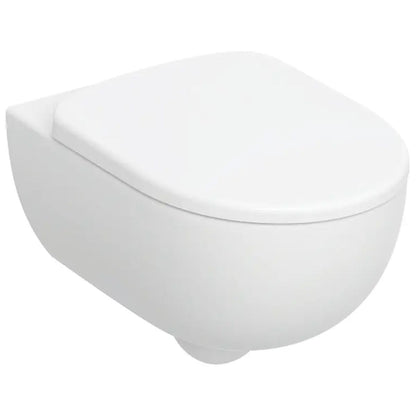 Set Promo Vas WC suspendat cu rezervor incastrat, clapeta de actionare alba, capac soft close, Geberit Delta si Selnova Round Rimfree 36x53 cm