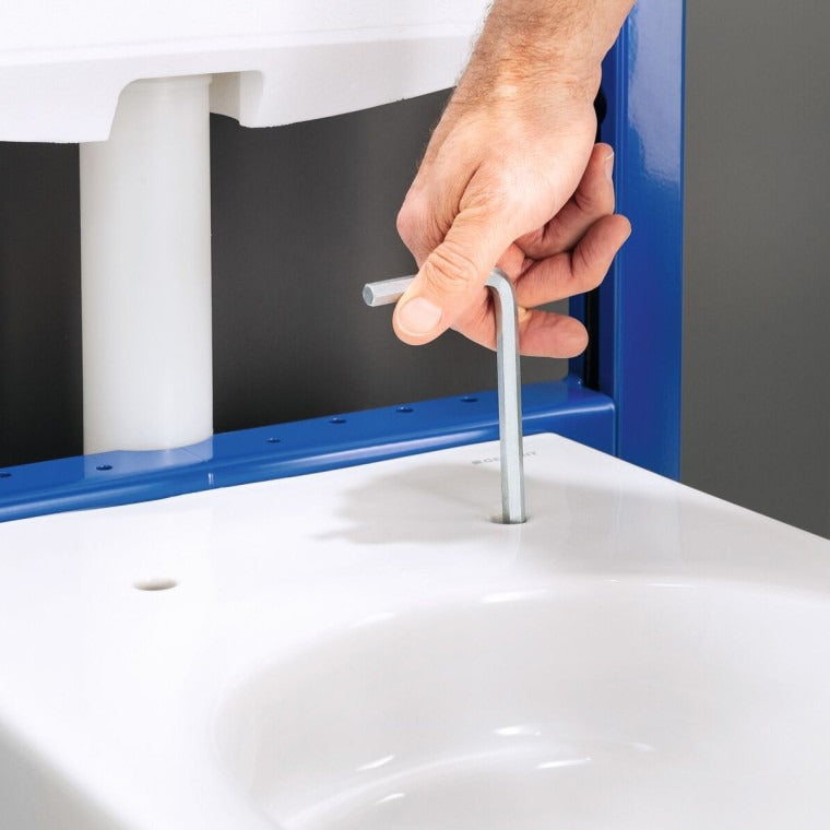 Set Promo Vas WC suspendat cu rezervor incastrat, clapeta de actionare alba, capac soft close, Geberit Delta si Selnova Round Rimfree 36x53 cm