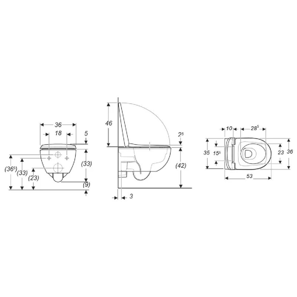 Set Promo Vas WC suspendat cu rezervor incastrat, clapeta de actionare alba, capac soft close, Geberit Delta si Selnova Round Rimfree 36x53 cm