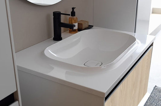 Set mobilier baie (masca cu 1 sertar si lavoar) Kolpa San Pandora 110x54xH41 cm, bej (aspect lemn)