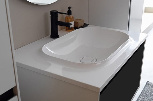 Set mobilier baie (masca cu 1 sertar si lavoar) Kolpa San Pandora 75x54xH41 cm,negru (black stone)