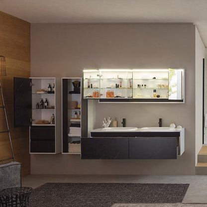 Set mobilier baie (masca cu 1 sertar si lavoar) Kolpa San Pandora 75x54xH41 cm,negru (black stone)