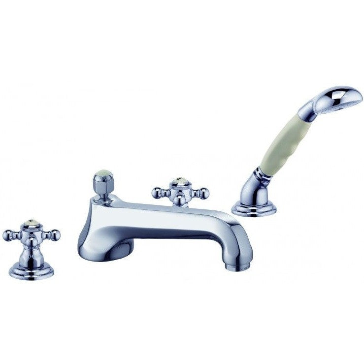 Kludi Adlon Baterie cada dus cu 4 orificii si set dus, pipa H11 cm, crom