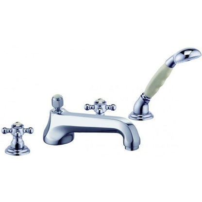 Kludi Adlon Baterie cada dus cu 4 orificii si set dus, pipa H11 cm, crom