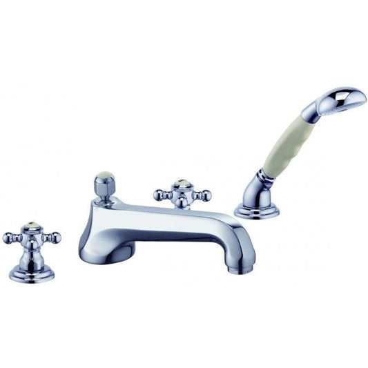 Kludi Adlon Baterie cada dus cu 4 orificii si set dus, pipa H11 cm, crom