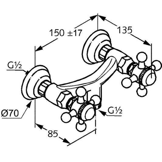 Kludi Adlon Baterie dus dubla comanda placata cu aur