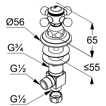 Kludi Adlon Robinet lateral pentru apa calda, montaj pe cada, crom