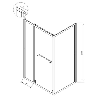 Cabina dus patrata cu usa glisanta rotativa KolpaSan Stellar DW 90x90 cm, negru mat