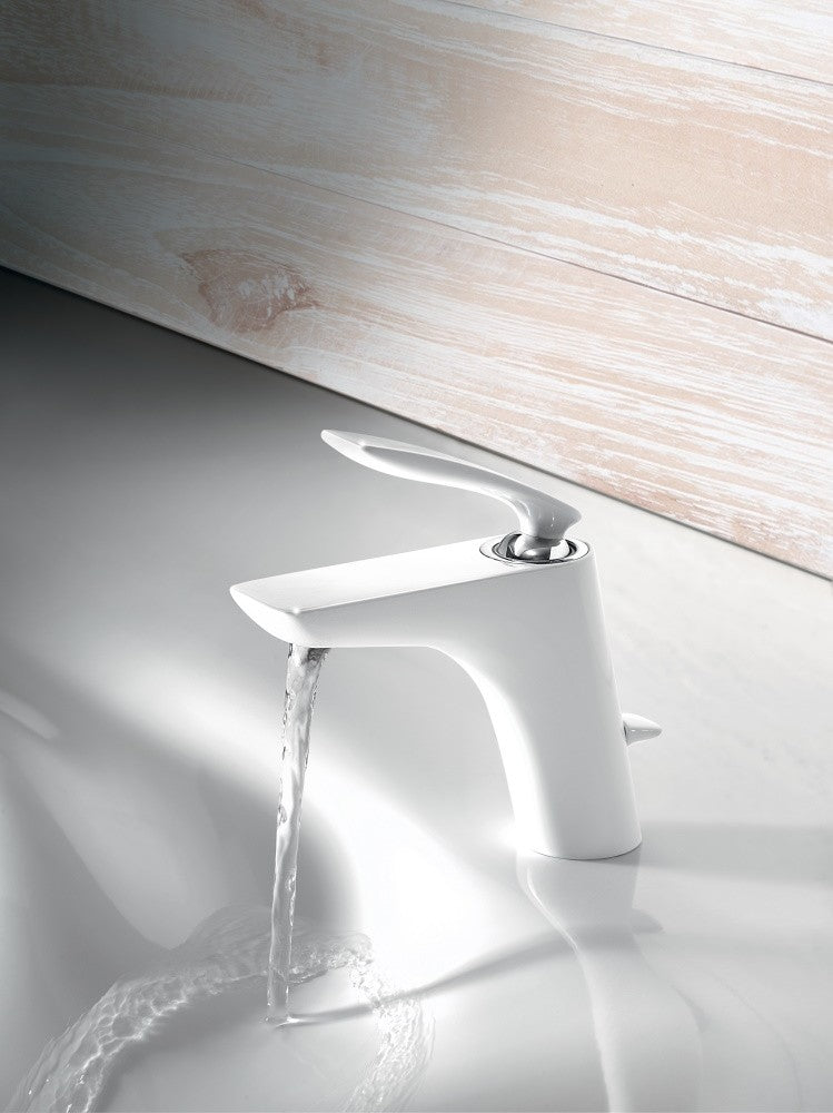 Baterie lavoar alba Kludi Balance White, cu ventil
