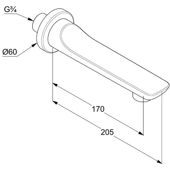 Kludi Balance Pipa cada 20 cm, negru mat/crom