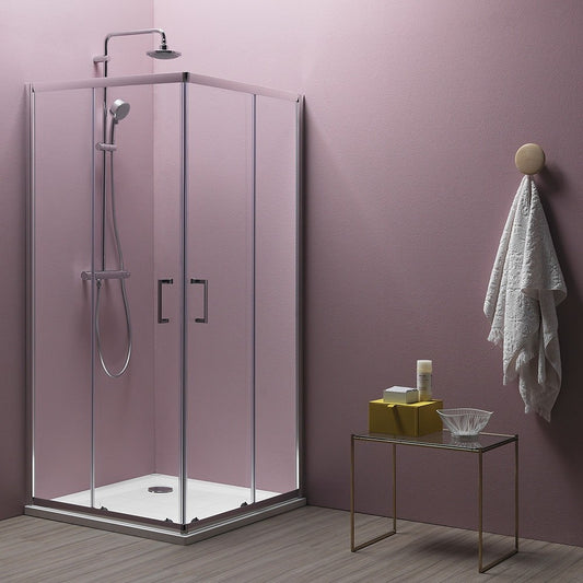 Cabina dus patrata cu usi glisante Kolpa San Eco Quat TKK 90x90 cm, profil crom