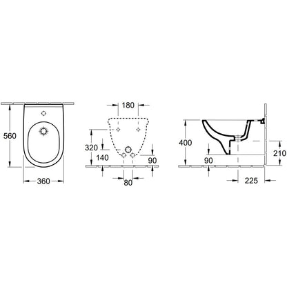 Villeroy & Boch O.Novo Bideu suspendat 36x56 cm