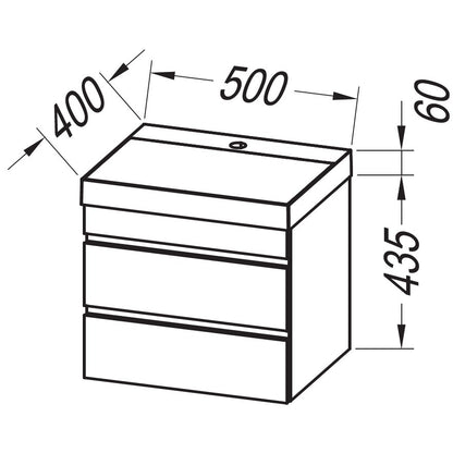 Set mobilier baie (masca cu 2 sertare si lavoar) Kolpa San Naomi 50x40xH44 cm, alb