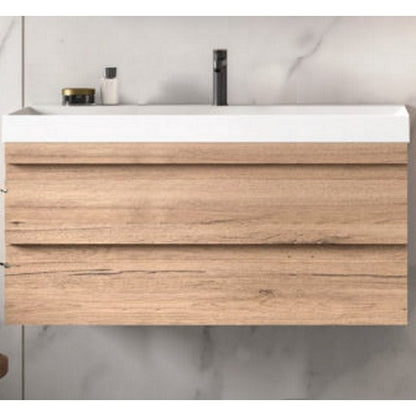 Set mobilier baie (masca cu 2 sertare si lavoar) Kolpa San Naomi 100x45xH44 cm, bej (natural wood)