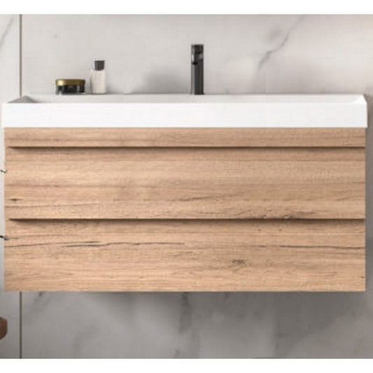 Set mobilier baie (masca cu 2 sertare si lavoar) Kolpa San Naomi 100x45xH44 cm, bej (natural wood)