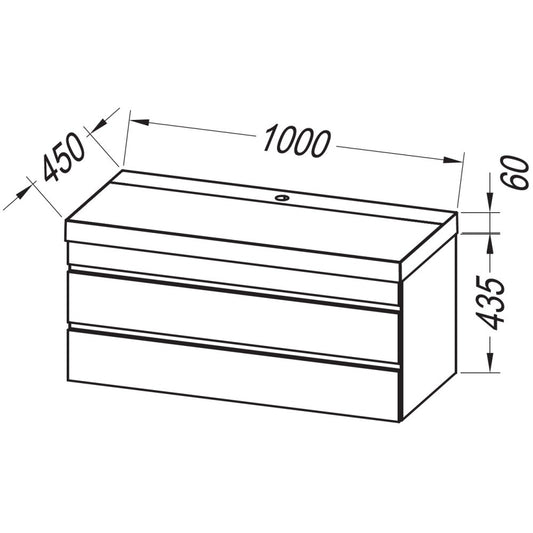 Set mobilier baie (masca cu 2 sertare si lavoar) Kolpa San Naomi 100x45xH44 cm, bej (natural wood)