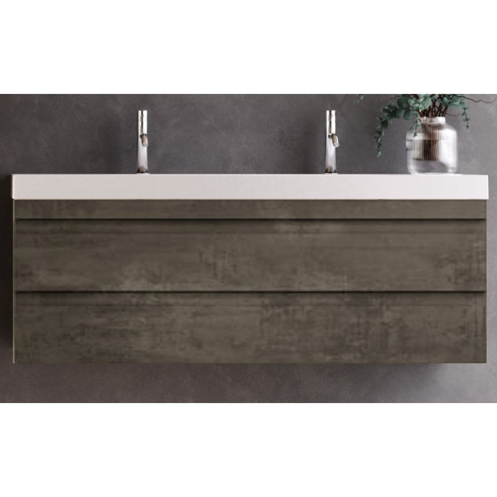 Set mobilier baie dublu (masca 2 sertare si lavoar dublu) Kolpa San Naomi 120x45xH44 cm, gri (dark concrete)
