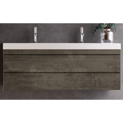 Set mobilier baie dublu (masca 2 sertare si lavoar dublu) Kolpa San Naomi 120x45xH44 cm, gri (dark concrete)