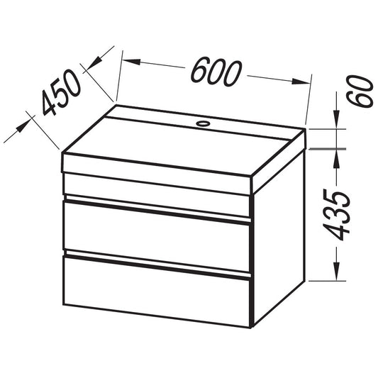 Set mobilier baie (masca cu 2 sertare si lavoar) Kolpa San Naomi 60x45xH44 cm, gri (dark concrete)