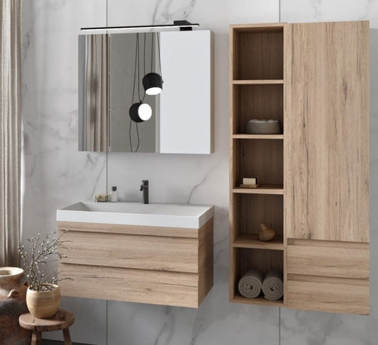 Set mobilier baie (masca cu 2 sertare si lavoar) Kolpa San Naomi 70x45xH44 cm, bej (natural wood)