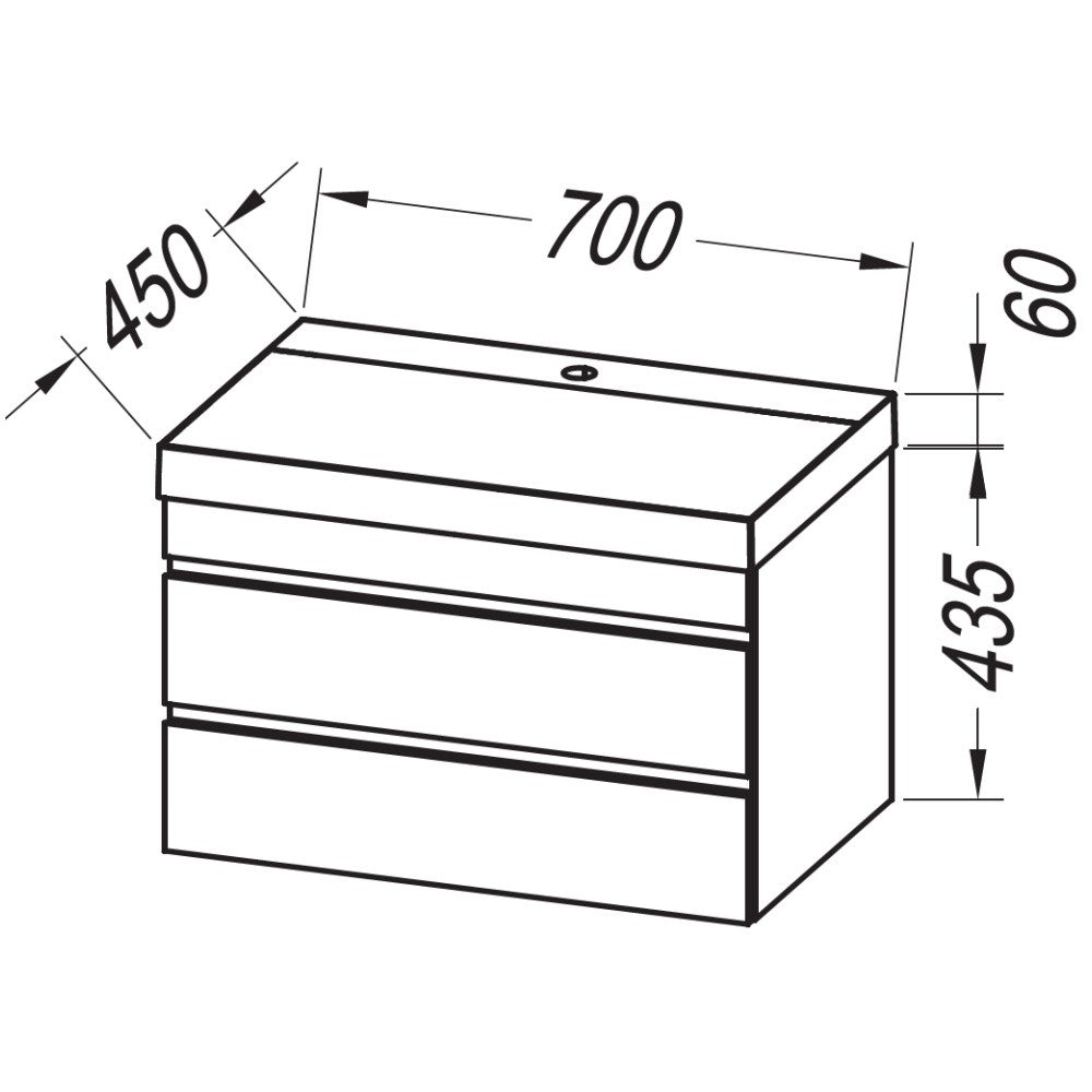 Set mobilier baie (masca cu 2 sertare si lavoar) Kolpa San Naomi 70x45xH44 cm, bej (natural wood)