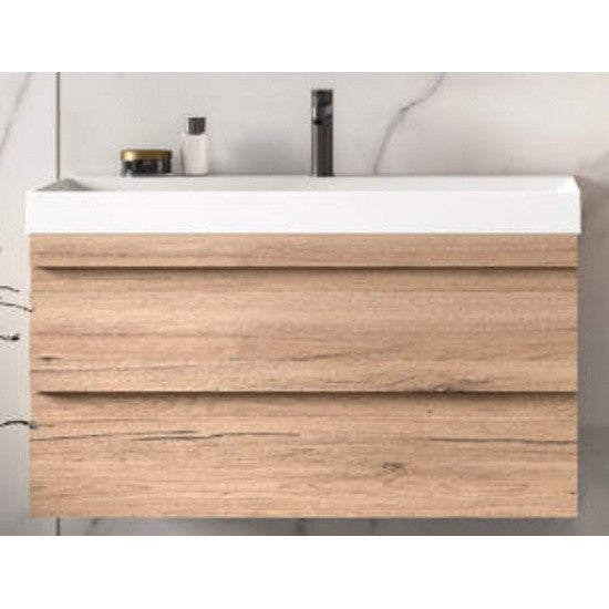 Set mobilier baie (masca cu 2 sertare si lavoar) Kolpa San Naomi 80x45xH44 cm, bej (natural wood)