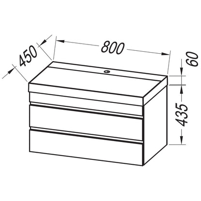Set mobilier baie (masca cu 2 sertare si lavoar) Kolpa San Naomi 80x45xH44 cm, gri (dark concrete)