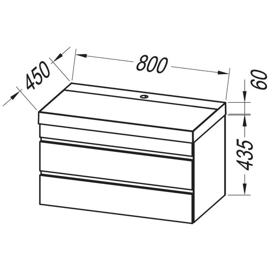 Set mobilier baie (masca cu 2 sertare si lavoar) Kolpa San Naomi 80x45xH44 cm, gri (dark concrete)