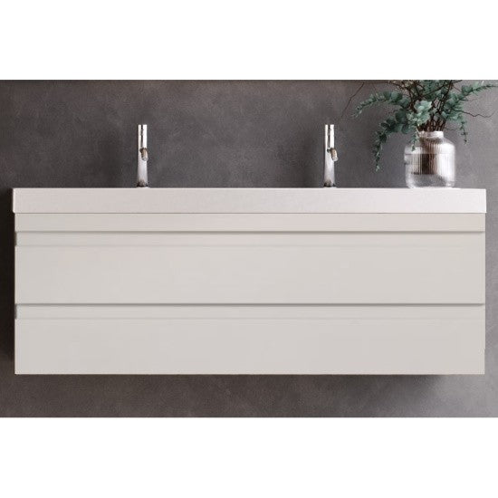 Set mobilier baie dublu (masca 2 sertare si lavoar dublu) Kolpa San Naomi 120x45xH44 cm, alb