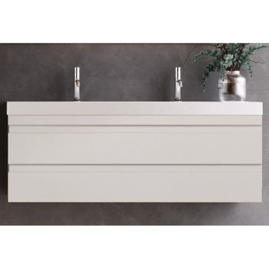 Set mobilier baie dublu (masca 2 sertare si lavoar dublu) Kolpa San Naomi 120x45xH44 cm, alb