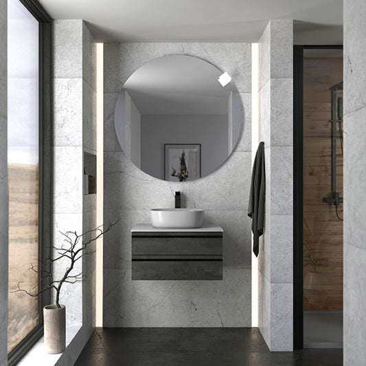 Kolpasan Alexis Masca lavoar baie cu blat si 2 sertare 60x50 cm, antracit (dark concrete)
