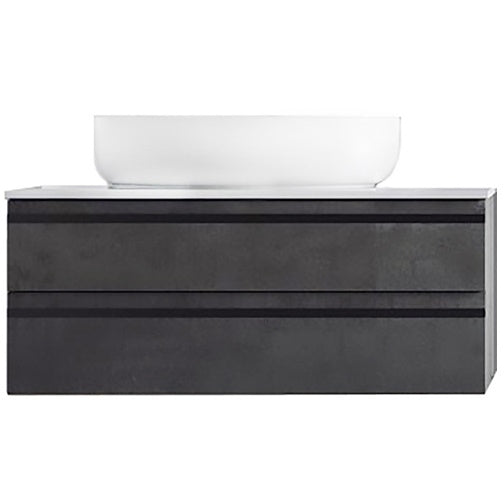 Kolpasan Alexis Masca lavoar baie cu blat si 2 sertare 80x50 cm, antracit (dark concrete)