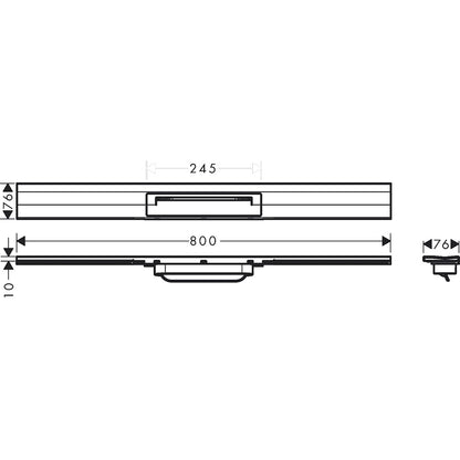 Grila ornament rigola dus Hansgrohe RainDrain Flex 80 cm, montaj la perete, crom