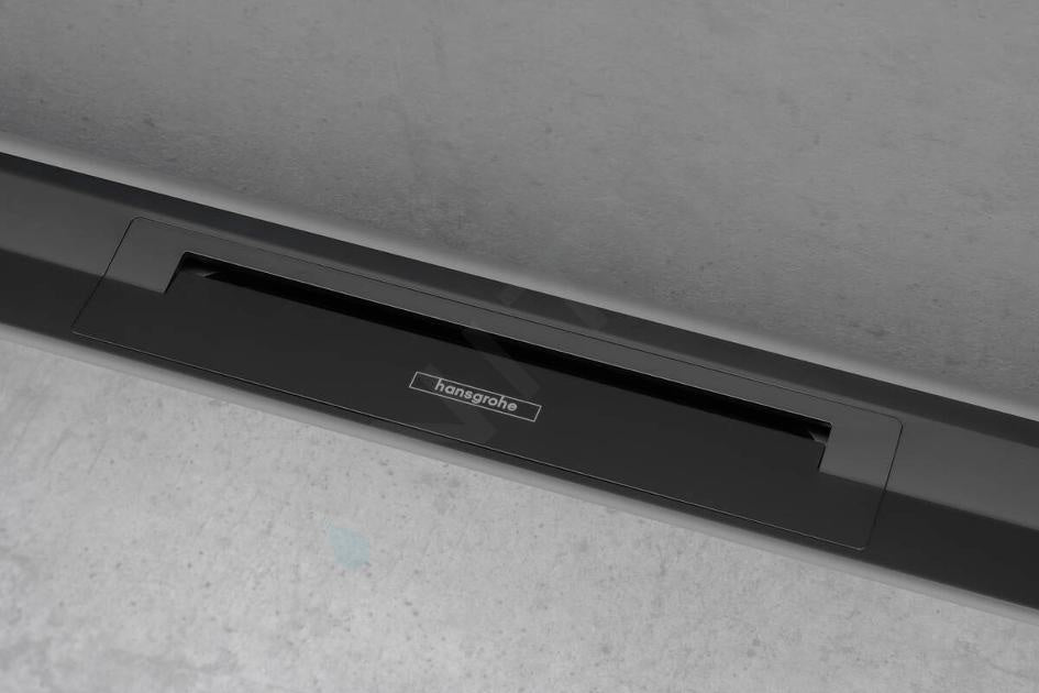 Grila ornament rigola dus Hansgrohe RainDrain Flex 80 cm, montaj la perete, negru mat