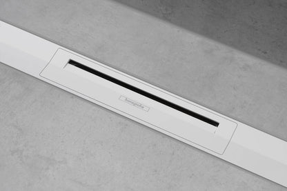 Grila ornament rigola dus Hansgrohe RainDrain Flex 80 cm, montaj la perete, alb mat