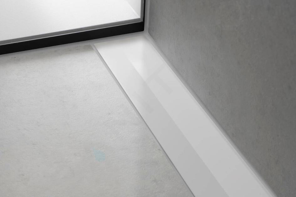 Grila ornament rigola dus Hansgrohe RainDrain Flex 80 cm, montaj la perete, alb mat