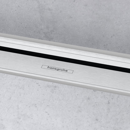 Grila ornament rigola dus Hansgrohe RainDrain Flex 80 cm, montaj la perete, nichel mat (brushed stainless steel)