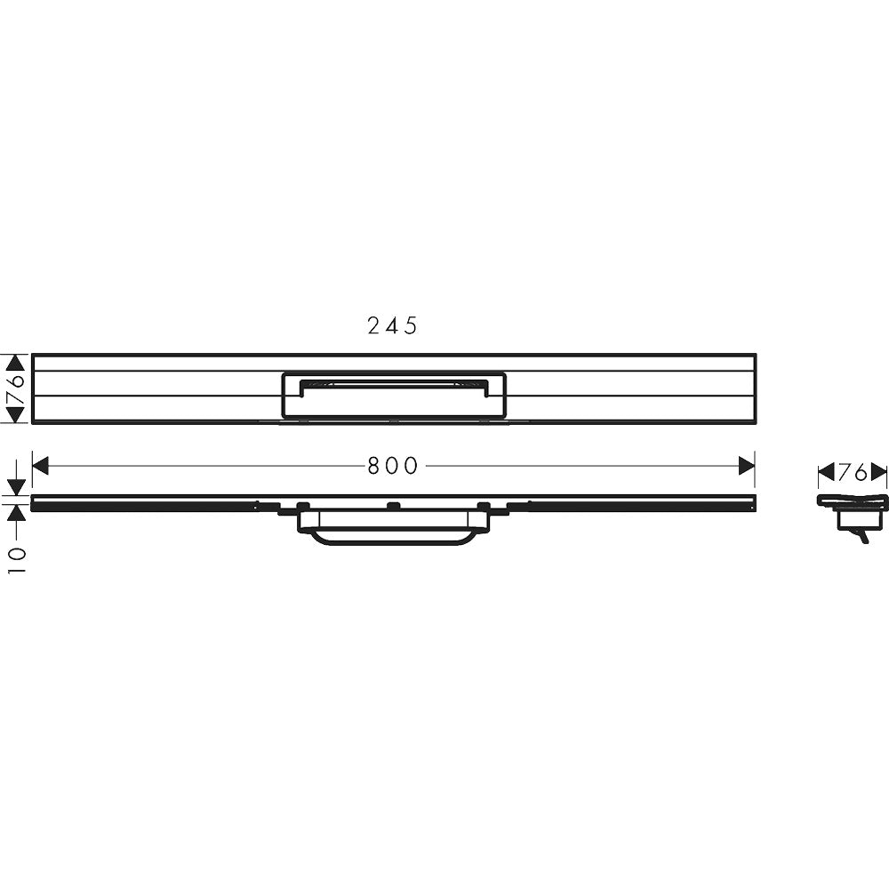 Grila ornament rigola dus Hansgrohe RainDrain Flex 80 cm, montaj la perete, nichel mat (brushed stainless steel)