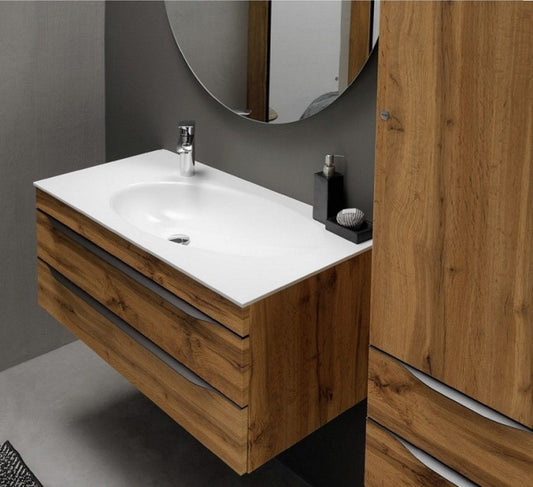 Set mobilier baie (masca cu 2 sertare si lavoar) Kolpa San Malaya 101x49xH41 cm, bej (stejar natur) Kolpa San Malaya
