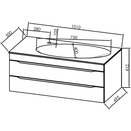Set mobilier baie (masca cu 2 sertare si lavoar) Kolpa San Malaya 101x49xH41 cm, bej (stejar natur) Kolpa San Malaya
