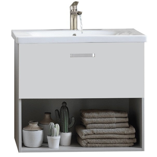 Set mobilier baie (masca cu 1 raft si lavoar) Kolpa San Evelin 80 cm, alb