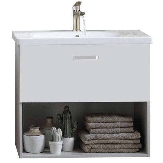 Set mobilier baie (masca cu 1 raft si lavoar) Kolpa San Evelin 80 cm, alb