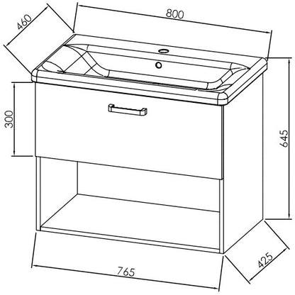Set mobilier baie (masca cu 1 sertar si lavoar) Kolpa San Evelin 80x46xH64 cm, antracit